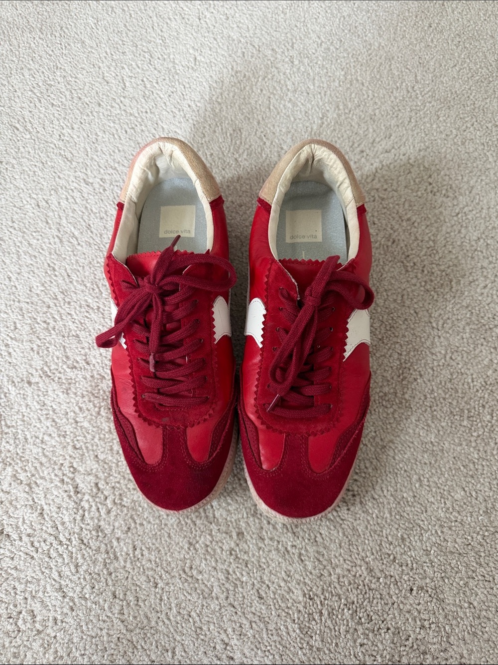 Dolce Vita Red and White Women's Sneakers - Picture 2 of 6